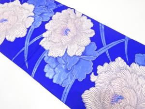 牡丹に芝草模様織り出し　袋帯